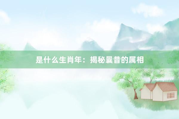 是什么生肖年：揭秘曩昔的属相